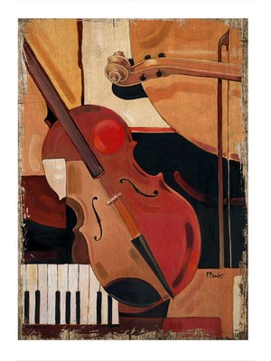 Bedeko Keman ve Piyano Uyumu Dekoratif Mdf Tablo