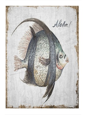Bedeko Sevimli Balık Hediyelik Ahşap Tablo