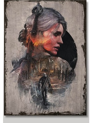 Bedeko Ahşap Tablo Eski Witcher 3 Steelbook Art Görseli Desenli
