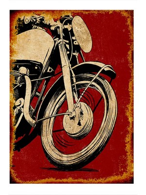 Bedeko Kırmızı Fon Motosiklet Model Ahşap Tablo