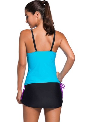 Angelsin Renkli Tankini Etekli Bikini Takım