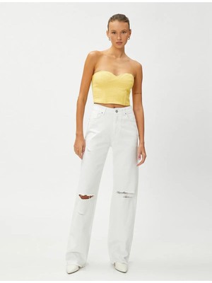 Koton Longer Straght_beyaz Destroylu