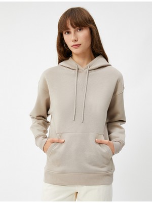 Koton Koton Kapüşonlu Sweatshirt Kanguru Cepli Uzun Kollu Basic