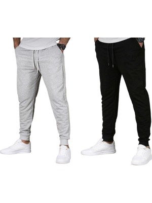 Relax Family Xf Erkek Yazlık Siyah Jogger Eşofman Altı Dar Paça Slim Fit 2 Li Takım