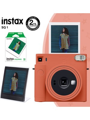 Fujifilm Instax Sq1 Terracotta Turuncu Fotoğraf Makinesi 10LU Kare Film ve Pleksi Çerçeve