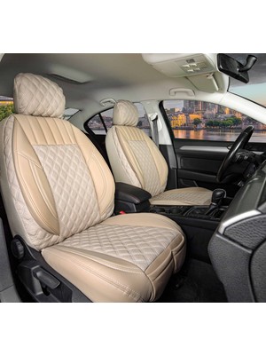 Fresh Start peugeot 301 Uyumlu Yarı Deri Oto Koltuk Kılıfı Ön Arka Takım Bej