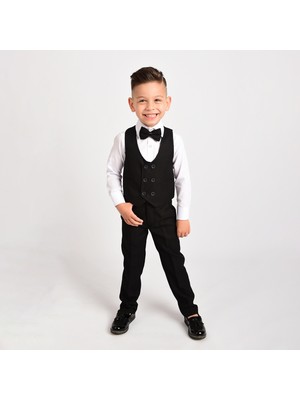 Merdia Kids Erkek Çocuk Smokin Takım Elbise Yelekli Papyonlu