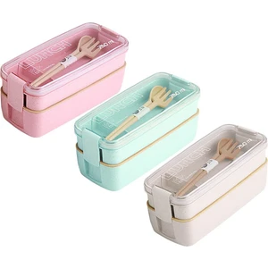 750 ml Sağlıklı Malzeme 2 Katmanlı Yemek Kabı Buğday Samanı Bento Kutuları Mikrodalga Yemek Takımı Gıda Saklama Kabı Yemek Kabı (Yurt Dışından)
