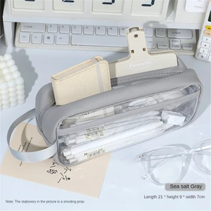 Şeffaf Kalem Çantası Ins Rüzgar Süt Tuzu Taşınabilir Taşınabilir Saklama Çantası Su Geçirmez Büyük Kapasiteli Yüksek Renk Değeri Kırtasiye Saklama Kutusu (Yurt Dışından)