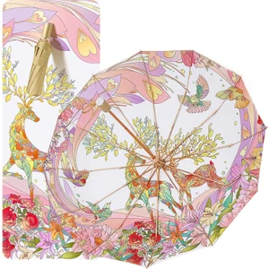 Huiding Up Çin Stili Yağmur Veya Parlaklıktam Otomatik Rüzgarda Kırılmayan Fiber Unisex Şemsiye 12 Telli (Yurt Dışından)