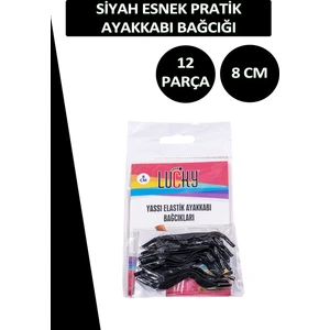Lucky Yassı Esnek Pratik Elastik Ayakkabı Bağcık 1 Çift 12 Parça