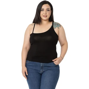 Disentis Modest Büyük Beden Asimetrik Askılı Viskon Siyah Body
