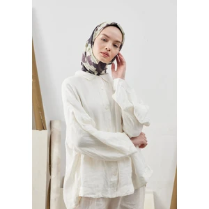 Fresh Scarfs Multı Flower Desen Pamuk Ipek Eşarp Mürdüm