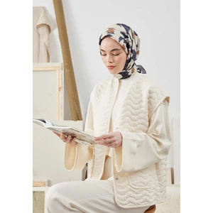 Fresh Scarfs Multı Flower Desen Pamuk Ipek Eşarp Lacivert