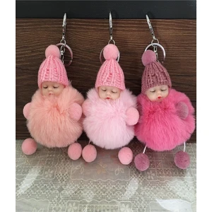 Uyuyan Bebek Ponpon Çanta Araba Aksesuar Anahtarlık 1 Adet