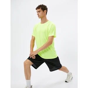 Basic Spor Tişört Reglan Kol Bisiklet Yaka Dokulu