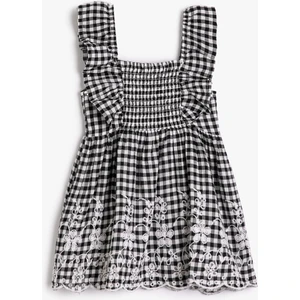 Elbise Askılı Fırfırlı Gipeli Çiçek Işlemeli Pamuklu