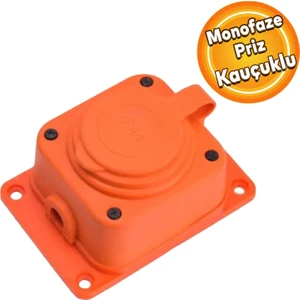 Bylion Monofaze Kauçuklu Kablo Bahçe Sıva Üstü Dış Mekan Korunaklı Priz Kapaklı Turuncu Tek Tekli