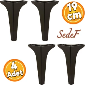 Sedef Lüks Mobilya Kanepe Sehpa Tv Ünitesi Koltuk Ayağı 19 cm Siyah Baza Ayakları 4 Adet
