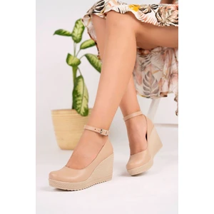 Dolgu Taban Dekolte Nut Cilt Ayakkabı