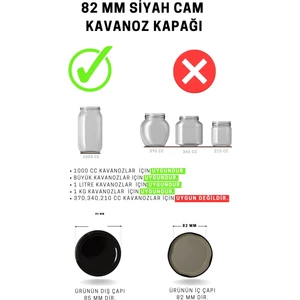 Standart Cam Kavanozlar İçin 82 mm Siyah Twist-Off Kavanoz Kapağı - 20'li Paket