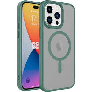 Case 4U Apple iPhone 15 Pro Max Kılıf Mat Arka Yüzey Wireless Şarj Özellikli Flet Magsafe Kapak Yeşil