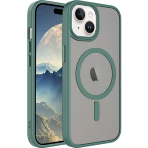 Case 4U Apple iPhone 15 Plus Kılıf Mat Arka Yüzey Wireless Şarj Özellikli Flet Magsafe Kapak Yeşil