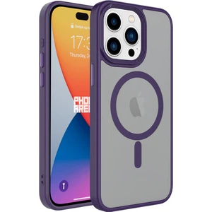 Case 4U Apple iPhone 15 Pro Max Kılıf Mat Arka Yüzey Wireless Şarj Özellikli Flet Magsafe Kapak Derin Mor