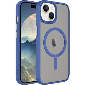 Case 4U Apple iPhone 15 Plus Kılıf Mat Arka Yüzey Wireless Şarj Özellikli Flet Magsafe Kapak Mavi