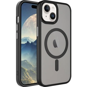 Case 4U Apple iPhone 15 Kılıf Mat Arka Yüzey Wireless Şarj Özellikli Flet Magsafe Kapak Siyah