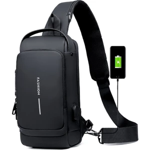 Mr. Qiu Erkek Motorcu Çantası Şifre Hırsızlık Önleyici Göğüs Çantası Erkek Çantası Omuz Çantası Spor Bel Çantası Eğlence Çok Fonksiyonlu Crossbody Çanta (Yurt Dışından)