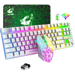 T87 Kablosuz Klavye ve Fare Seti 87 Tuşlu Mekanik Sense Klavye Oyun Faresi Rgb Şarj Edilebilir Multimedya Pc Bilgisayar Klavyesi (Yurt Dışından)