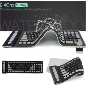 Katlanabilir Silikon Kablosuz Klavye 2.4g USB Esnek Su Geçirmez Ince Klavye Pc Laptop Için Evrensel Sessiz Roll Up Tuş Takımı (Yurt Dışından)