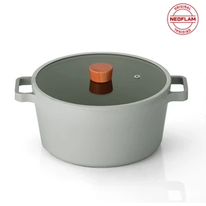 Fika Gri Alüminyum Döküm Cam Kapaklı Derin Tencere 26 Cm D-Neog226d