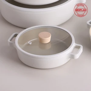 Fika Cam Kapaklı Alüminyum Döküm Sahan 20 cm Bej