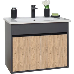 Sözcan Group Aras Lavabolu Asma Alt Dolap Antrasit Atlantik Çam 65X44X58 cm