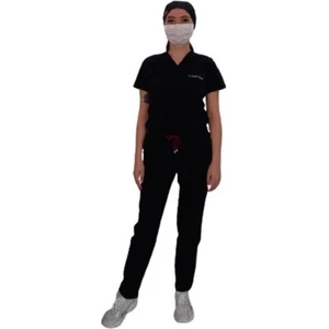 Emel Tekstil Likralı Doktor Hemşire Lacivert Forma V Yaka Üniforma Takım 4804