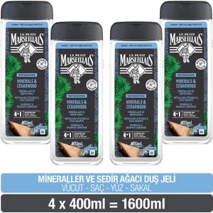 Le Petit Marseillais Mineral ve Sedir Ağacı Duş Jeli 400 ml x4