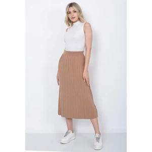 Kadın Triko Etek Oversize Vizon