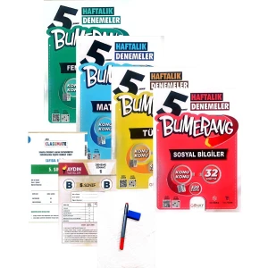 Günay Yayınları 5.Sınıf Bumerang 4'lü Deneme Set-Yeni Baskı-(Aydın+Okyanus Deneme+Faber Kalem+Silgi)