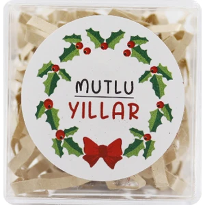Repro Design Yılbaşı Temalı Hediye Paketi Etiketi 4 cm Mutlu Yıllar Baskılı Etiket 24 Adet No:21