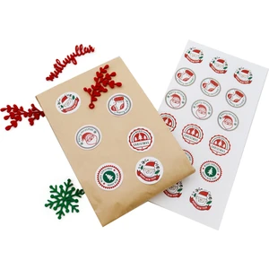 Repro Design Yılbaşı Temalı Hediye Paketi Etiketi 4 cm Merry Christmas Karışık Baskılı Etiket 24 Adet