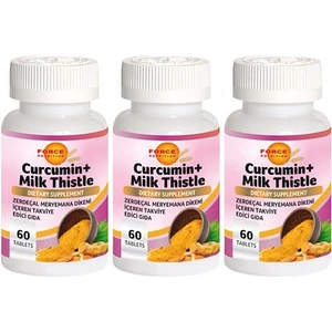 Force Nutrition Kurkumin Zerdeçal Meryemana Dikeni 3 x 60 Tablet Curcumin Milk Thistle