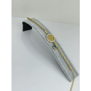 Nurşen Aksesuarlar Küçük Altınlı Nazar Boncuklu Kuyumcu Model Çelik Zincir Bileklik