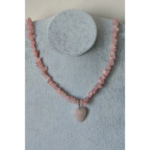 Naturalim Pembe Kuvars Kırıktaş Doğal Taş Kolye