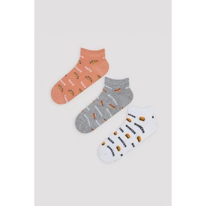 Burger Desenli 3lü Patik Çorap