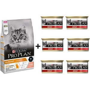 Pro Plan Elegant Somonlu Yetişkin Kedi Maması 3 kg + 6 Adet Proplan Adult Tavuk Etli Yetişkin Kedi Konservesi 85 gr