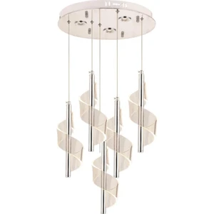 Eray Aydınlatma P7077-4+1 5li Krom Sarkıt LED Avize(Beyaz Işık -Sarı Işık - Gün Işığı)