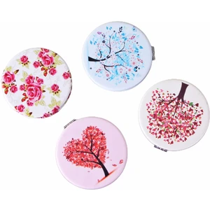 Yuvarlak Cep Aynası Çiçek Desenli 6,5 CM Büyüteçli ve Şık Tasarım