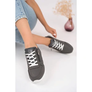 Asel Garantili Kadın Ortopedik Günlük Bağcıklı Yandan Fermuarlı Rahat Sneaker Spor Ayakkabı